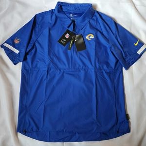 Nike NFL LA Rams Men's Sideline Coaches Half-Zip Short Sleeve Jacket Royal Blue